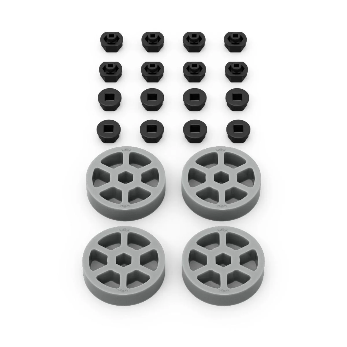 Compression Wheel 4-Pack Kit (2" OD x 1/2" WD, 1/2" Hex Bore, 30A)